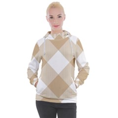 Clean Brown White Plaids Women s Hooded Pullover by ConteMonfrey