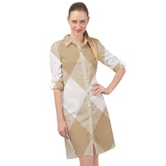 Clean Brown White Plaids Long Sleeve Mini Shirt Dress by ConteMonfrey