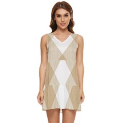 Clean Brown White Plaids Tiered Sleeveless Mini Dress by ConteMonfrey