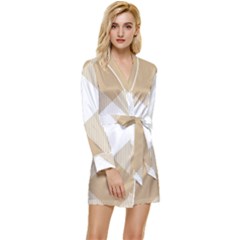 Clean Brown White Plaids Long Sleeve Satin Robe by ConteMonfrey