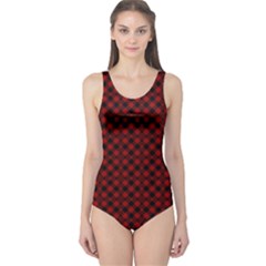 Diagonal Red Plaids One Piece Swimsuit