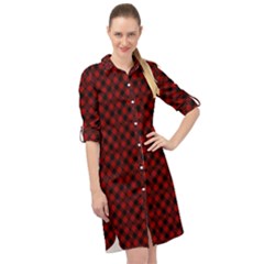 Diagonal Red Plaids Long Sleeve Mini Shirt Dress by ConteMonfrey