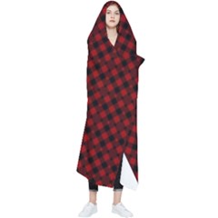 Diagonal Red Plaids Wearable Blanket