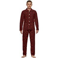 Diagonal Red Plaids Men s Long Sleeve Velvet Pocket Pajamas Set by ConteMonfrey
