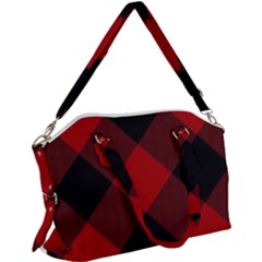 Black And Dark Red Plaids Canvas Crossbody Bag by ConteMonfrey