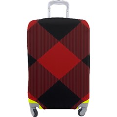 Black And Dark Red Plaids Luggage Cover (large)