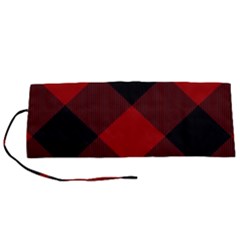 Black And Dark Red Plaids Roll Up Canvas Pencil Holder (s) by ConteMonfrey