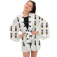 Ants Insect Pattern Cartoon Ant Animal Long Sleeve Kimono by Ravend