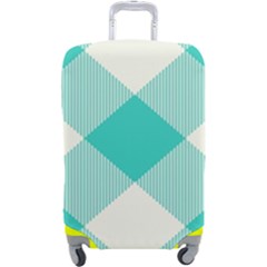 Blue Turquoise Diagonal Plaids Luggage Cover (large)