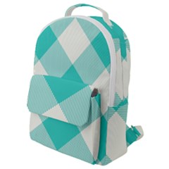 Blue Turquoise Diagonal Plaids Flap Pocket Backpack (small) by ConteMonfrey