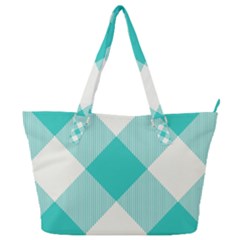 Blue Turquoise Diagonal Plaids Full Print Shoulder Bag by ConteMonfrey