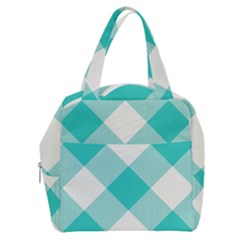 Blue Turquoise Diagonal Plaids Boxy Hand Bag by ConteMonfrey
