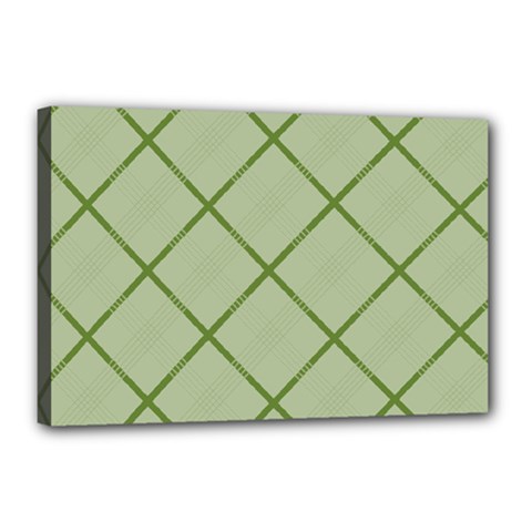 Discreet Green Plaids Canvas 18  X 12  (stretched) by ConteMonfrey