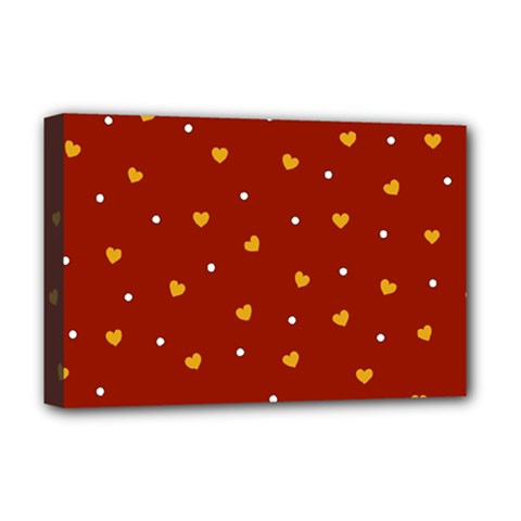 Red Yellow Love Heart Valentine Deluxe Canvas 18  X 12  (stretched) by Ravend