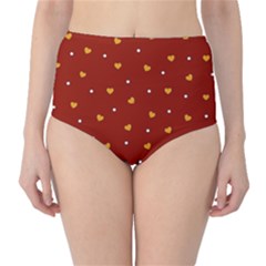 Red Yellow Love Heart Valentine Classic High-waist Bikini Bottoms