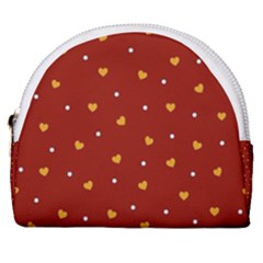 Red Yellow Love Heart Valentine Horseshoe Style Canvas Pouch