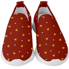 Red Yellow Love Heart Valentine Kids  Slip On Sneakers