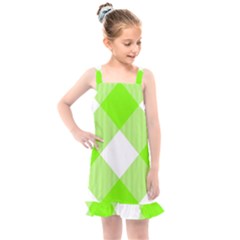 Neon Green And White Plaids Kids  Overall Dress by ConteMonfrey
