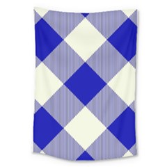 Blue And White Diagonal Plaids Large Tapestry by ConteMonfrey
