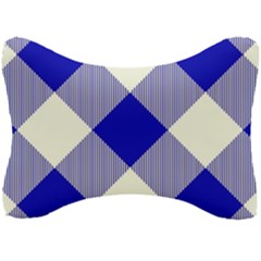 Blue And White Diagonal Plaids Seat Head Rest Cushion by ConteMonfrey