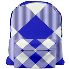 Blue And White Diagonal Plaids Giant Full Print Backpack by ConteMonfrey
