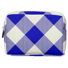 Blue And White Diagonal Plaids Make Up Pouch (medium) by ConteMonfrey