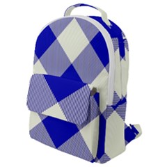 Blue And White Diagonal Plaids Flap Pocket Backpack (small) by ConteMonfrey