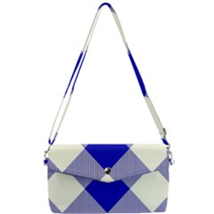 Blue And White Diagonal Plaids Removable Strap Clutch Bag by ConteMonfrey