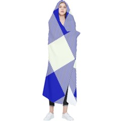 Blue And White Diagonal Plaids Wearable Blanket by ConteMonfrey