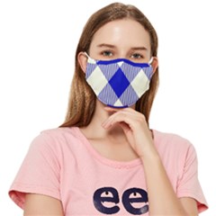 Blue And White Diagonal Plaids Fitted Cloth Face Mask (adult) by ConteMonfrey