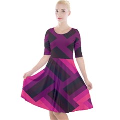 Background Pattern Texture Design Quarter Sleeve A-line Dress by Ravend