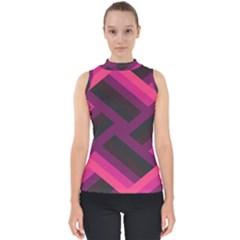 Background Pattern Texture Design Mock Neck Shell Top