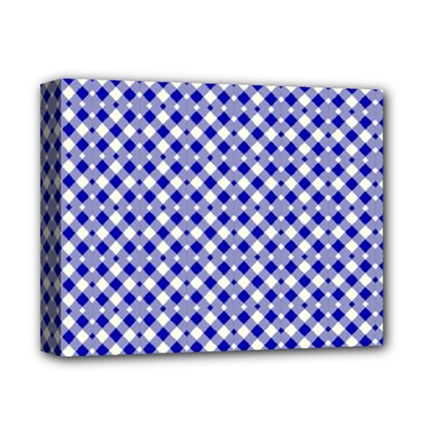 Blue Small Diagonal Plaids   Deluxe Canvas 14  X 11  (stretched) by ConteMonfrey