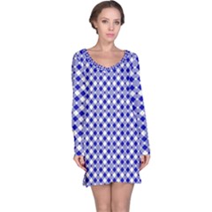 Blue Small Diagonal Plaids   Long Sleeve Nightdress by ConteMonfrey