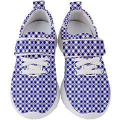 Blue Small Diagonal Plaids   Kids  Velcro Strap Shoes by ConteMonfrey