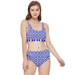 Blue Small Diagonal Plaids   Frilly Bikini Set by ConteMonfrey