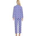 Blue Small diagonal Plaids   Womens  Long Sleeve Velvet Pocket Pajamas Set View2