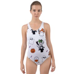 Halloween Jack O Lantern Vector Cut-out Back One Piece Swimsuit by Ravend