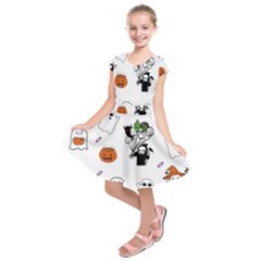 Halloween Jack O Lantern Vector Kids  Short Sleeve Dress by Ravend