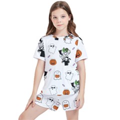Halloween Jack O Lantern Vector Kids  Tee And Sports Shorts Set by Ravend