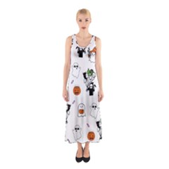 Halloween Jack O Lantern Vector Sleeveless Maxi Dress