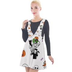 Halloween Jack O Lantern Vector Plunge Pinafore Velour Dress