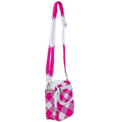 Pink And White Diagonal Plaids Shoulder Strap Belt Bag by ConteMonfrey