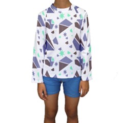 Seamless Pattern Geometric Texture Kids  Long Sleeve Swimwear