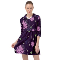 Monstera Leaves Plant Tropical Nature Mini Skater Shirt Dress