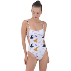 Witch Hat Witch Magic Halloween Tie Strap One Piece Swimsuit by Ravend