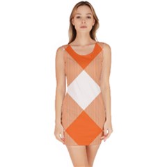 Orange And White Diagonal Plaids Bodycon Dress by ConteMonfrey