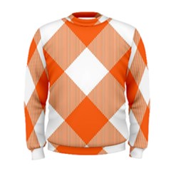 Orange And White Diagonal Plaids Men s Sweatshirt by ConteMonfrey