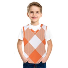 Orange And White Diagonal Plaids Kids  Basketball Tank Top by ConteMonfrey