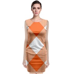 Orange And White Diagonal Plaids Classic Sleeveless Midi Dress by ConteMonfrey